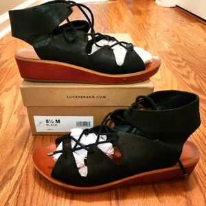 Lucky Leather lace up platform gladiator sandals